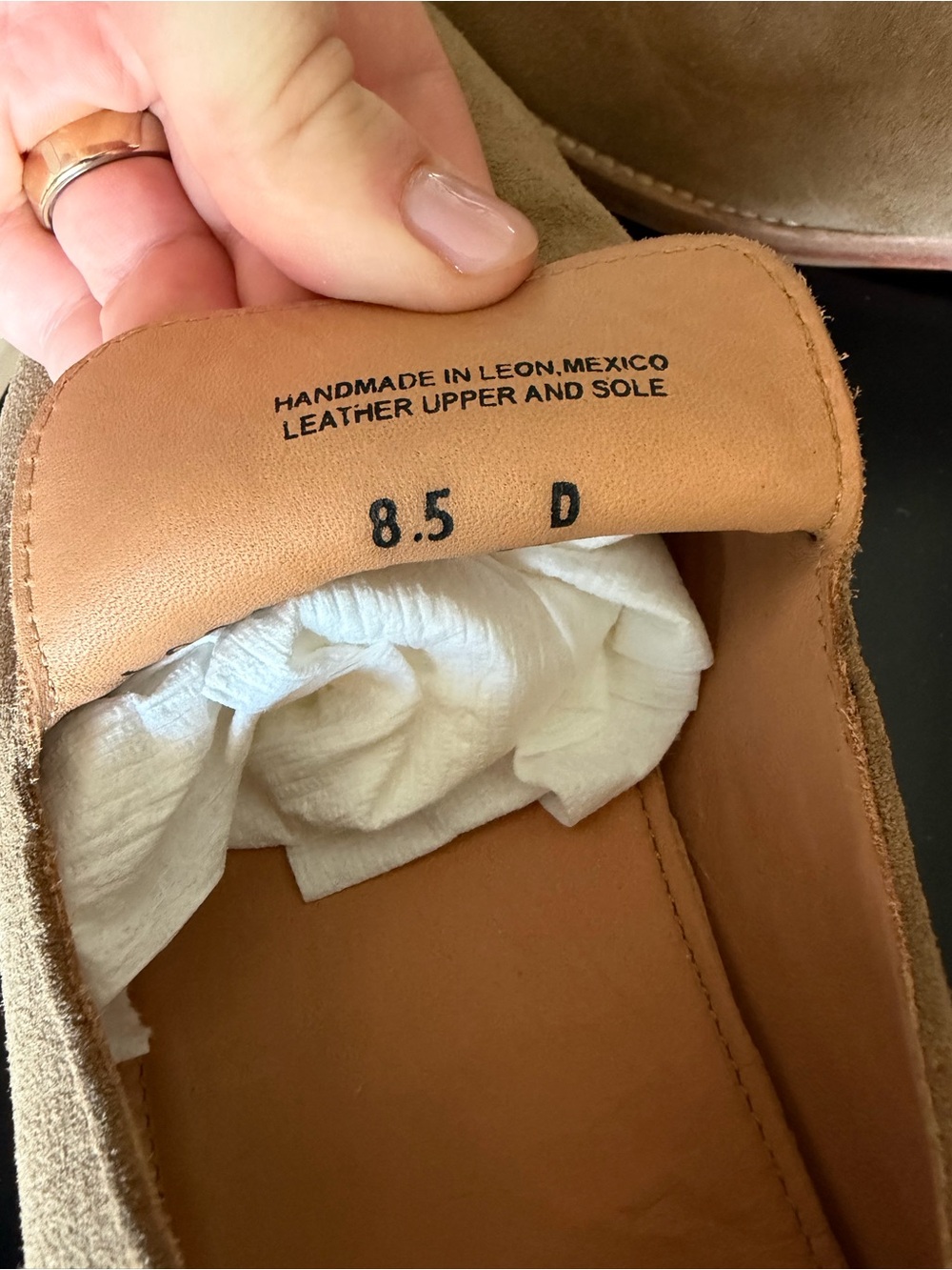 Tecovas Men’s Suede Loafers Sand Beige Leather Slip On Shoes Size 8.5 D - Picture 3 of 5